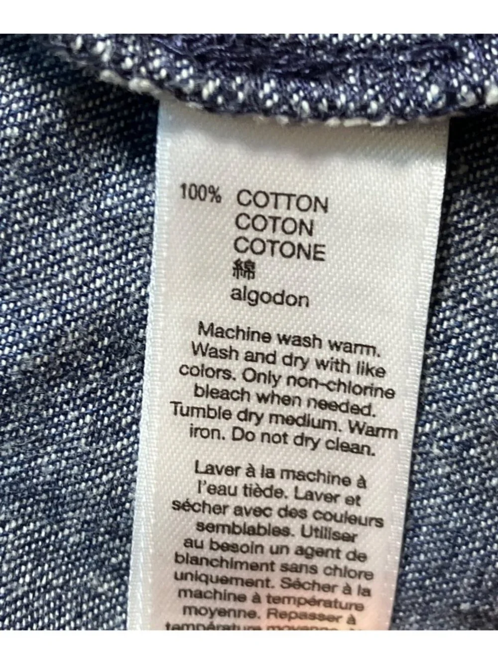 Denim Button Up Shirt For Girls XS 4-5 Years 100% Cotton Dark Blue - Picture 11 of 12